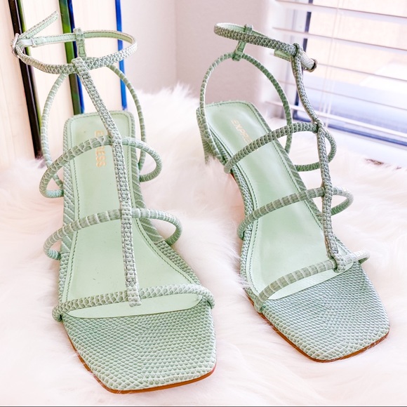 EXPRESS Mint Green Square Toe Heeled Sandals - Picture 3 of 10